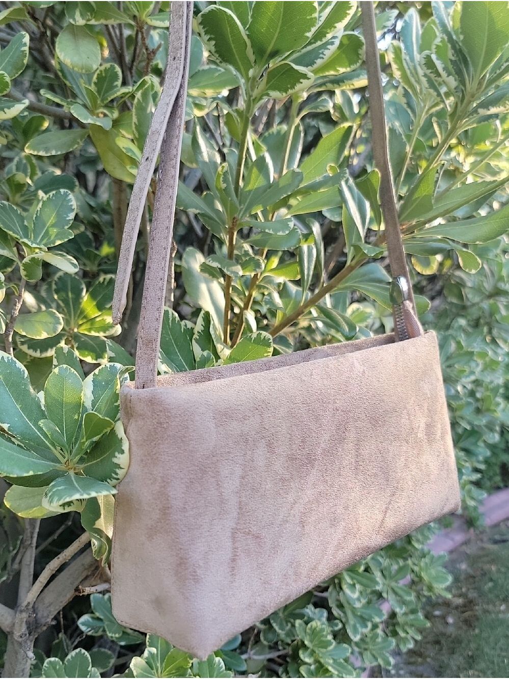 Faux Suede Rectangle handbag with changable shoulder strap - Picture 6 of 11